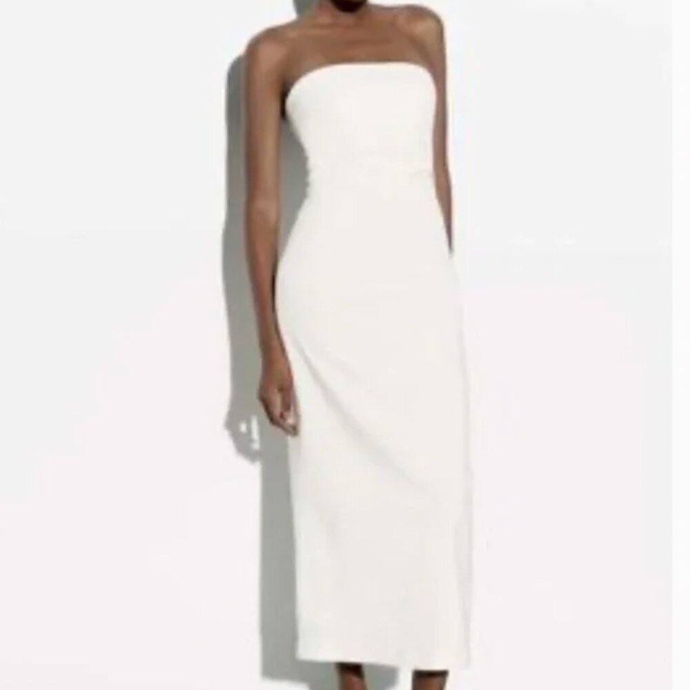 Zara WOMAN SS23 WHITE/CREAM MIDI DRESS